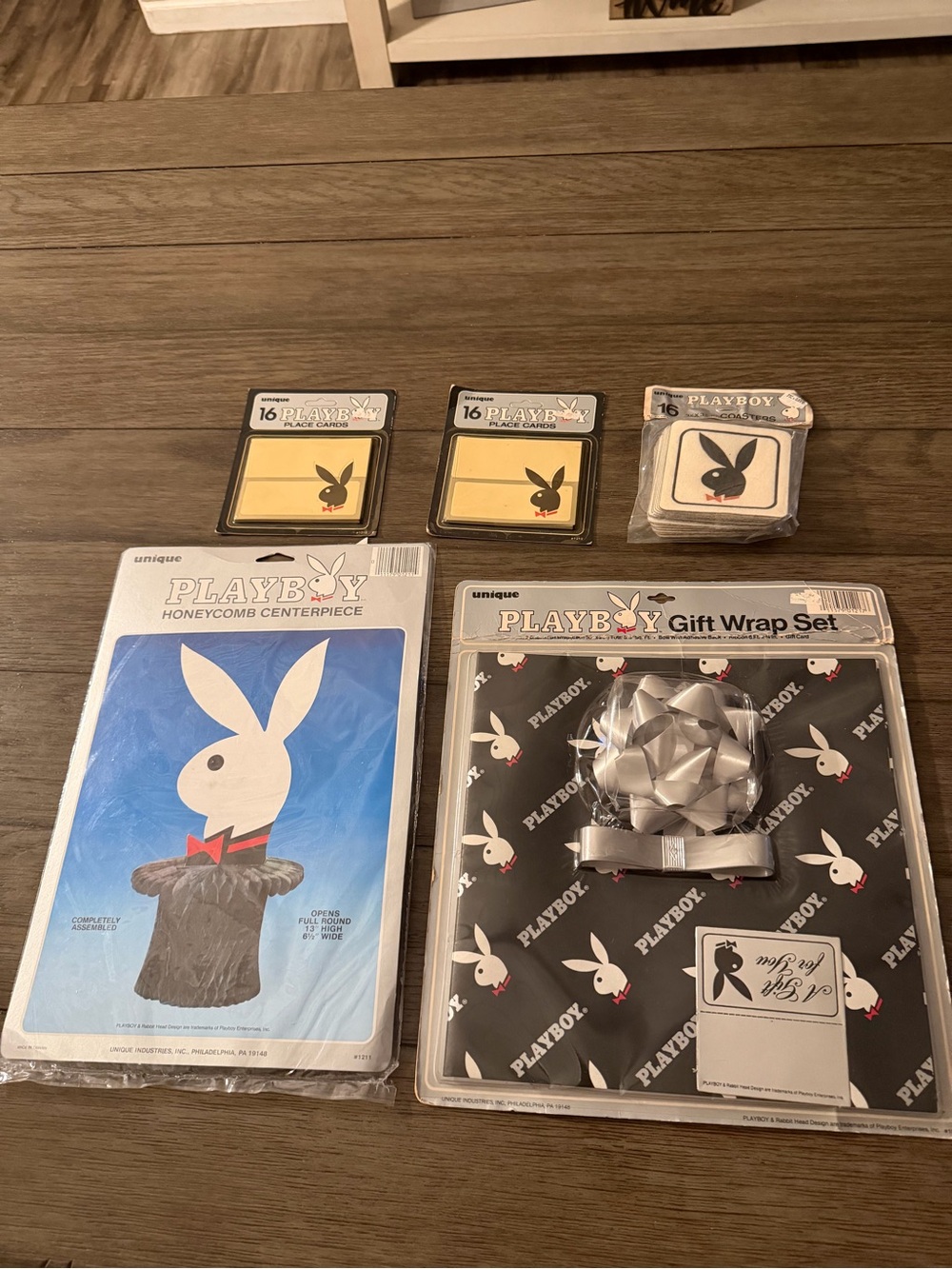 Vintage Playboy Party Supply Lot Centerpiece Coasters Place Cards Gift Wrap New
